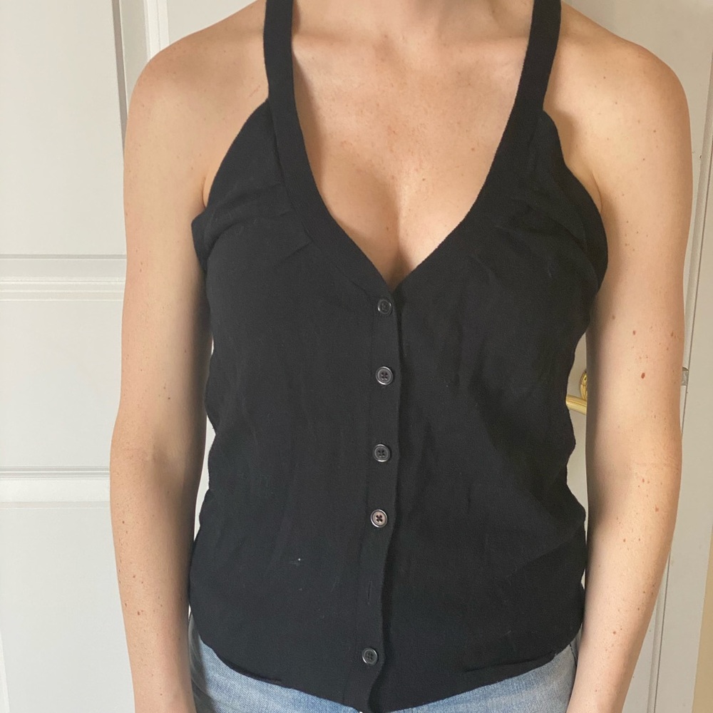 Black Tank Sweater Cardigan XS
